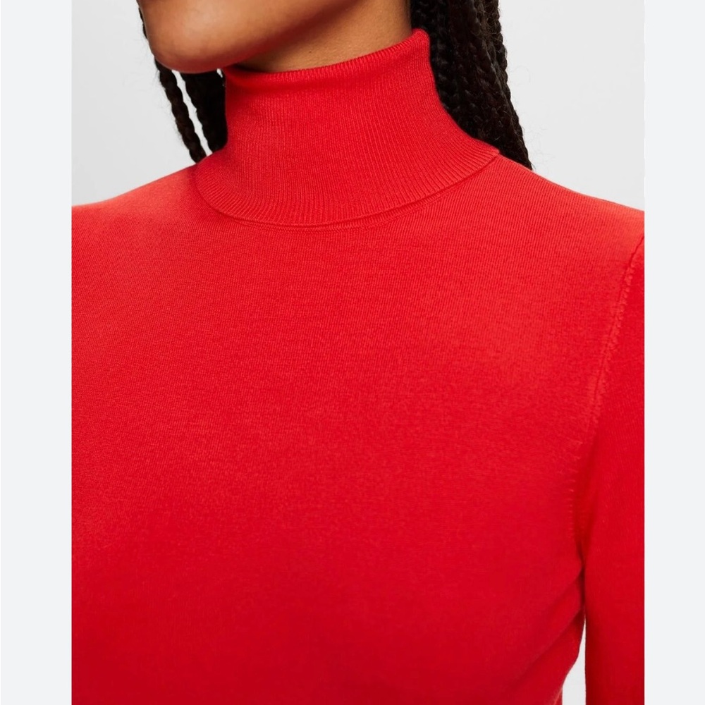 Esprit  Womens  Turtleneck Sweater S M Red Italian ‎ Cotton